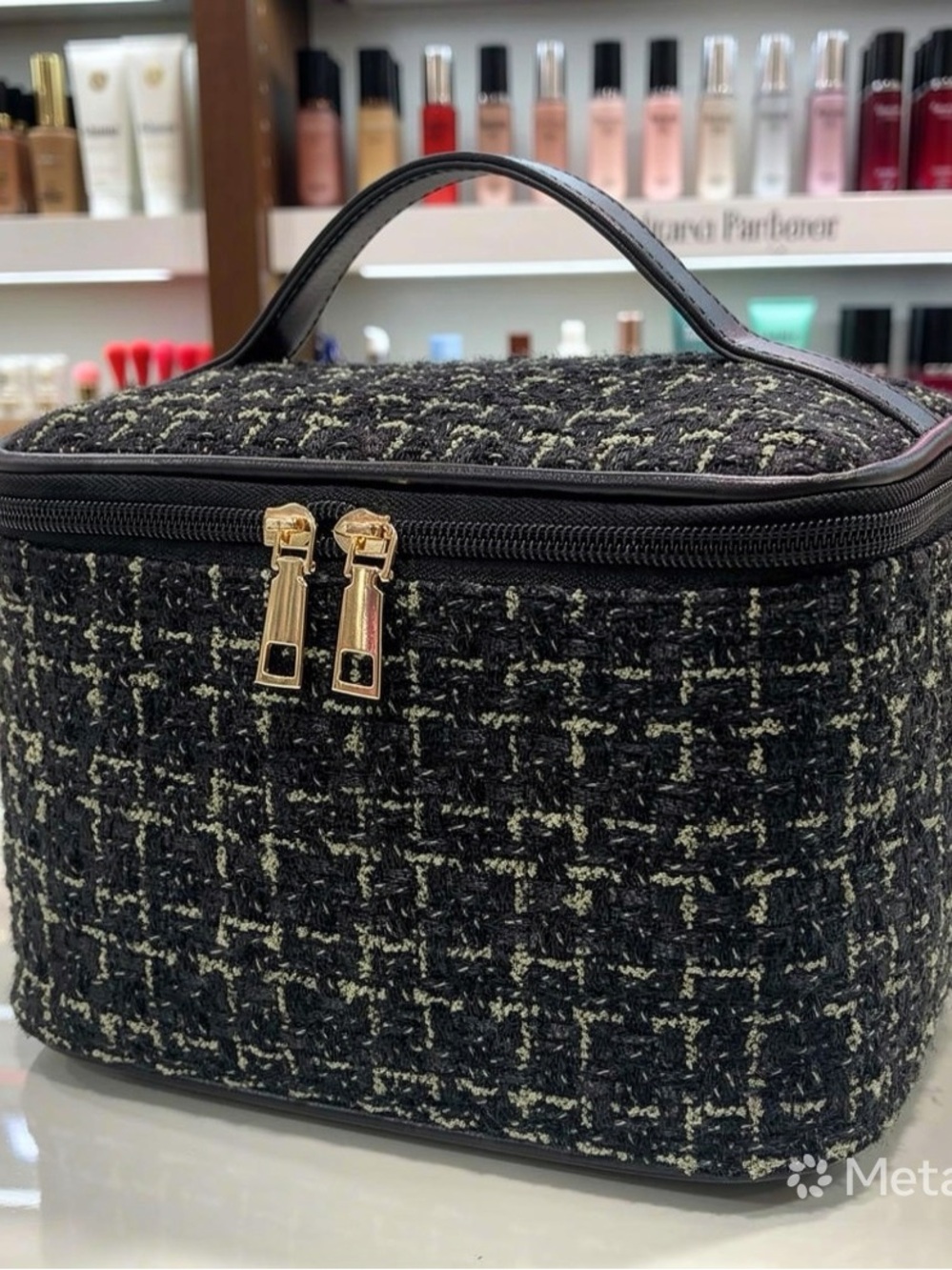 NWT Black Tweed Make Up Case